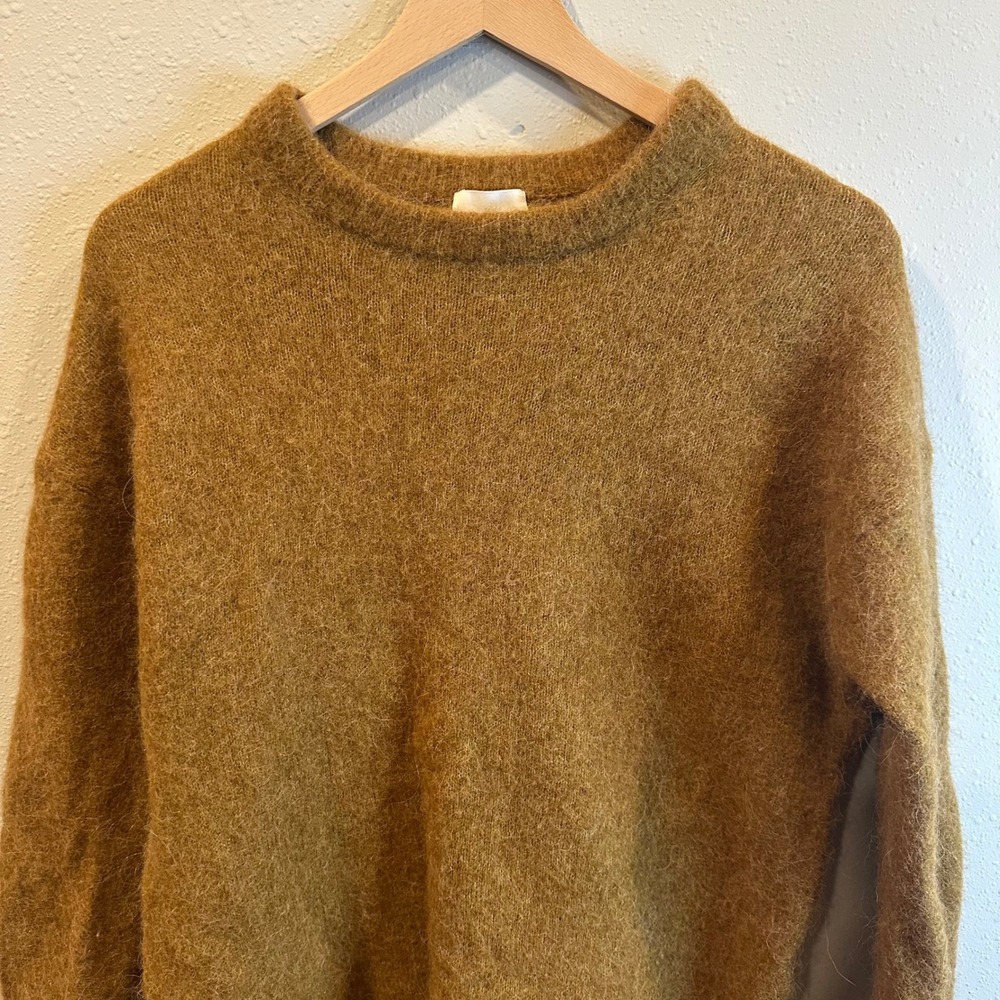 H&M Alpaca Wool Blend Sweater Women Medium Caramel Brown Fuzzy Oversized Minimal - Picture 6 of 16